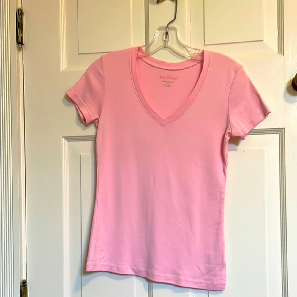 Lilly Pulitzer pima Cotton Pink V-Neck Women's Top